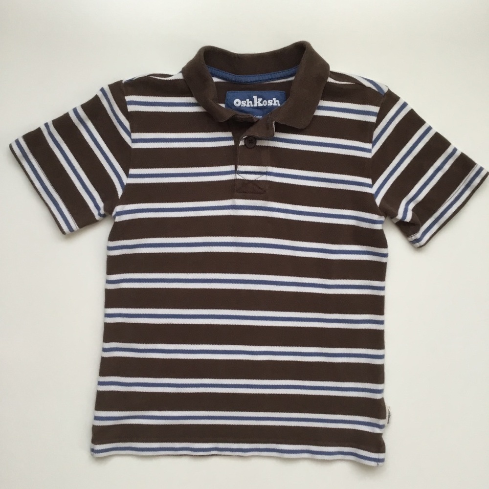 🛍 Sz 6, S/S Polo Shirt, Brown Stripes, Oshkosh